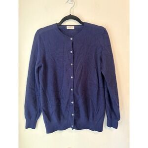 JENNIE‎ LIU 100% Cashmere Long Sleeve Crewneck Cardigan Sweater Women's Size Lrg